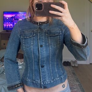 Vintage beaded Blue Denim Jacket